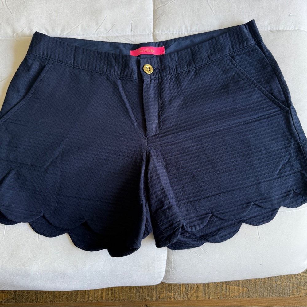 Lilly Pulitzer High Waist Blue Scalloped Shorts